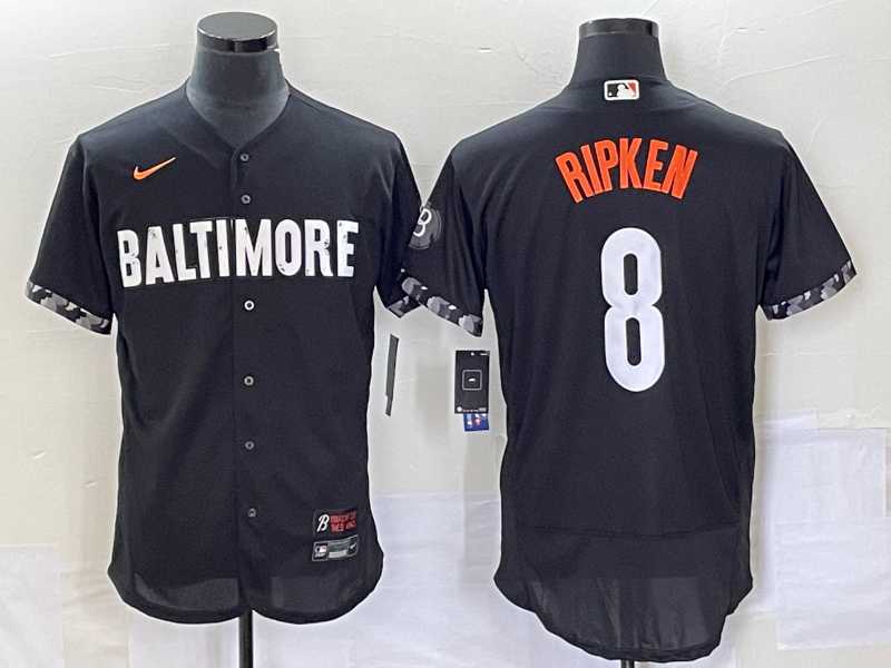 Men's Baltimore Orioles #8 Cal Ripken Jr Black 2023 City Connect Flex Base Stitched Jerseys